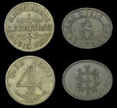 Music Halls, MARYLEBONE, Marylebone Music Hall, R.F. Botting, brass Fourpence by W.J. Taylor, marylebone music hall...