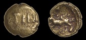 British Iron-Age, ATREBATES and regni, Tincomarus, Quarter-Stater, tin on tablet, rev. boar running left, 1.01g/8h...
