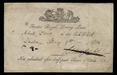 Theatre and Entertainment, DRURY LANE, Theatre Royal, Fourth Theatre, engraved card, unsigned, royal arms and...