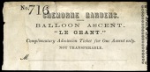 Gardens, CHELSEA, Cremorne Gardens, Complimentary Admission Ticket for One Ascent, card, cremorne gardens balloon...
