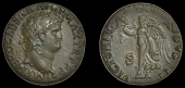 Roman Imperial Coinage, Nero, Dupondius, Rome, laureate bust right, rev. Victory advancing left, holding wreath and...