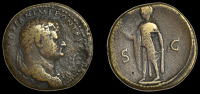 Roman Imperial Coinage, Titus (as Cæsar), Sestertius, Rome, laureate bust right, rev. Spes standing left, 22.05g...
