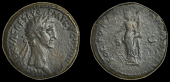Roman Imperial Coinage, Nerva, Sestertius, Rome, laureate bust right, rev. Fortuna standing left, holding rudder and...