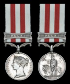 The Indian Mutiny Medal awarded to Corporal William Robinson, 8th Foot, who was killed in action at the assault of...