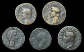 Roman Imperial Coinage, Augustus, Asses/Dupondii (5), various reverses and moneyers [5]. Fine or better	 £100-£150