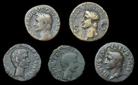 Roman Imperial Coinage, Augustus, Asses/Dupondii (5), various reverses and moneyers [5]. Fine or better	 £100-£150