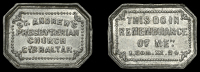Gibraltar, St. Andrew’s Presbyterian Church, communion token, obv. ST. ANDREW’S /  PRESBYTERIAN / CHURCH /...