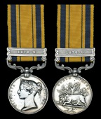 The South Africa 1877-79 Medal awarded to Private Henry Owens, 1/13th Foot, who was severely wounded at the battle...