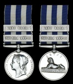 The Nile 1884-85 Campaign Medal awarded to Private J. Brooks, 5th Dragoon Guards, who was mortally wounded at Abu...