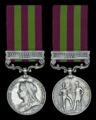 The Chitral Campaign Medal awarded to Private G. Cowborough, Gordon Highlanders, one of three men of the regiment to...