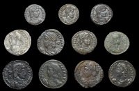 Roman Imperial Coinage, Constans, Centenionales (6), revs. Emperor on galley, Emperor standing with two captives,...