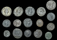 Roman Imperial Coinage, Constantius II, Centenionales (8), revs. Emperor on galley, Emperor standing left with two...
