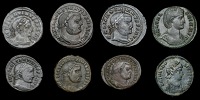 Roman Imperial Coinage, Galeria Valeria, Follis, rev. Venus standing left; Constantius I, Follis, rev. Genius...