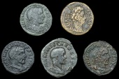 Roman Imperial Coinage, Augustus, Æ 28 of Bilbilio, rev. horseman right; Maximus (as Cæsar), Sestertius, rev....