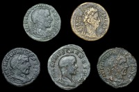 Roman Imperial Coinage, Augustus, Æ 28 of Bilbilio, rev. horseman right; Maximus (as Cæsar), Sestertius, rev....