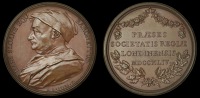 England, Sir Hans Sloane, 1744, a copper medal by J.A. Dassier, draped bust left wearing soft cap, rev. legend...