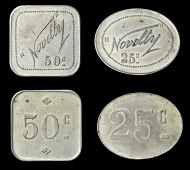 Gibraltar, Novelty value tokens (2), 25 Centimos, obv. Novelty 25c, rev. value, cupro-nickel, oval, 25 x 20mm (Lyall...
