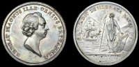 England, Planned Invasion of London, 1752, a silver medal from dies by C.N. or J.C. Roettiers, bust of Prince...