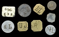Malta, ‘Sherry Girl Tokens’, Charlie’s Bar (3), uniface stamped incuse HB, zinc plated iron, 24mm; uniface...