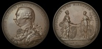England, Union of Great Britain and Ireland, 1801, a copper medal by C.H. Küchler, armoured bust of George III...