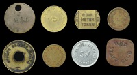 Malta, Various tokens and tags (8), M. M. D. Staff Club, uniface, incuse M.M.D. STAFF CLUB, copper, square with...