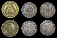 Malta, Masonic Lodge tokens (3), St. Andrew Lodge, obv. LODGE ST ANDREW NO. 966 MALTA G.C. around a Maltese Cross,...