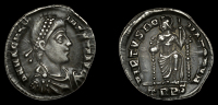 Roman Imperial Coinage, Magnus Maximus, Siliqua, Trier, 384-8, diademed bust right, rev. virtvs romanorvm, Roma...
