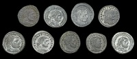Roman Imperial Coinage, Diocletian, Folles (9), various mints, revs. Carthage standing, head left, holding fruits,...