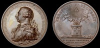 England, George III, Preserved from Assassination, 1800, a copper medal by C.H. Küchler, bust left, rev. burning...