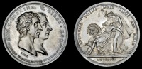 England, Thomas Erskine and Vicary Gibbs, 1794, a silver medal by J. Milton, conjoined busts right, rev. Justice...