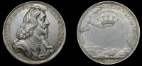 England, Charles I, Memorial, 1649, a silver medal by J. Roettiers, armoured and draped bust right, rev. hand...