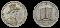 England, Christ’s Hospital, London, c. 1790, a silver Marker’s medal by L. Pingo, bust of Edward VI right, rev....