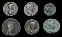 Roman Imperial Coinage, Orbiana, As, 225, rev. Concordia seated left, holding patera and cornucopiæ (Sear 8195);...