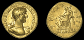 Roman Imperial Coinage, Hadrian, Aureus, Rome, 118, laureate and cuirassed bust right, imp caesar traian hadrianvs...