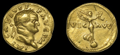 Roman Imperial Coinage, Vespasian, Aureus, Rome, 71, laureate bust right, imp caes vesp avg p m, rev. vic avg,...