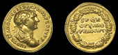 Roman Imperial Coinage, Trajan, Aureus, Rome, c. 103-11, laureate, draped and cuirassed bust right, imp traiano avg...