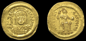 Byzantine Coinage, Justin II, lightweight Solidus, Antioch, crowned bust facing, holding Victory on globe, rev....