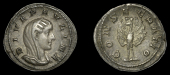 Roman Imperial Coinage, Diva Paulina, Denarius, Rome, c. 236, bust right, rev. peacock, 3.67g (RIC 1; RSC 1). Very...