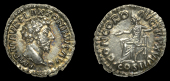 Roman Imperial Coinage, Marcus Aurelius, Denarius, Rome, 161-2, bust right, rev. Concordia seated left, holding...