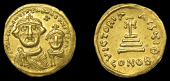 Byzantine Coinage, Heraclius and Heraclius Constantine, Solidus, Constantinople, crowned busts of Heraclius and...