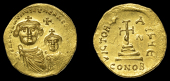 Byzantine Coinage, Heraclius and Heraclius Constantine, Solidus, Constantinople, crowned busts of Heraclius and...