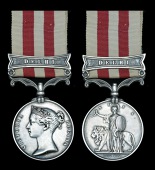 Indian Mutiny 1857-59, 1 clasp, Delhi (Lieut. C. Grant, 45th N.I. Attd. 2nd E. Benl. Fusrs.) clasp slightly bent,...
