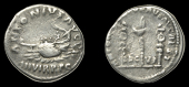 Roman Imperial Coinage, Marcus Aurelius and Lucius Verus, Denarius, Rome, c. 168-9, galley left, rev. legionary...