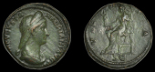Roman Imperial Coinage, Sabina, As or Dupondius, Rome, c. 133, diademed and draped bust right, rev. Vesta seated...