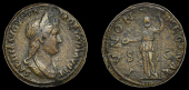 Roman Imperial Coinage, Sabina, Dupondius, Rome, c. 132, diademed and draped bust right, rev. Juno standing left,...
