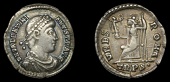 Roman Imperial Coinage, Valentinian I, Siliqua, Trier, c. 367-75, pearl-diademed, draped and cuirassed bust right,...