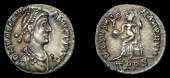 Roman Imperial Coinage, Valentinian II, Siliqua, Trier, c. 388-92, pearl-diademed, draped and cuirassed bust right,...