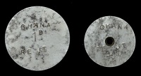 Ghana, Royal Engineers (2), issued during Independence period, 1 Penny, GHANA / 1D / RE JT, all hand stamped incuse...