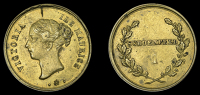 Mauritius, Schoenfeld Estate, 1 (cent?), obv. VICTORIA ILE MAURICE around young head bust of Queen Victoria, rev....