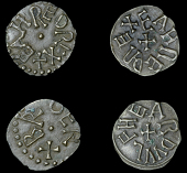Kings of Northumbria, Eanred, Stycas (2), Broder, 1.25g/3h, Wulfheard, 1.24g/10h (SCBI Mack 372, 409, these coins; N...